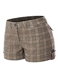 Design by Olivia Women's Millennium Stretch Plaid Shorts Brown Plaid M