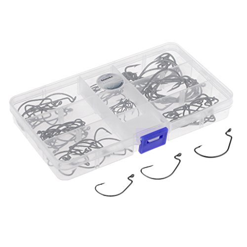 YIJU 80pcs Ganchos para Gabarito de Pesca com Orifício Caixa de Equipamento de Pesca 8 Tamanhos em a