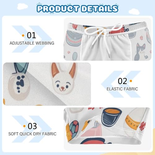 Cartoon Pet Food Cute Colored Cats Boys Swim Trunks Swimsuits for Toddler Boy Swim Shorts Trunks 3T-10T3