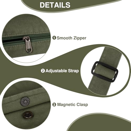 Bolso messenger de lona grande, unisex, con múltiples bolsillos miniatura 3