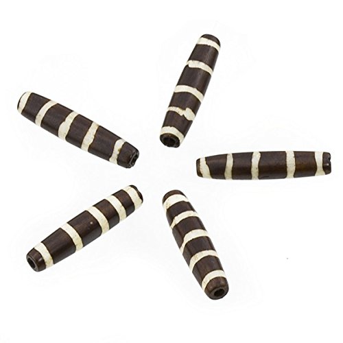 Os marron safari hairpipe perle tube avec rayures crème 24 mm Transparent