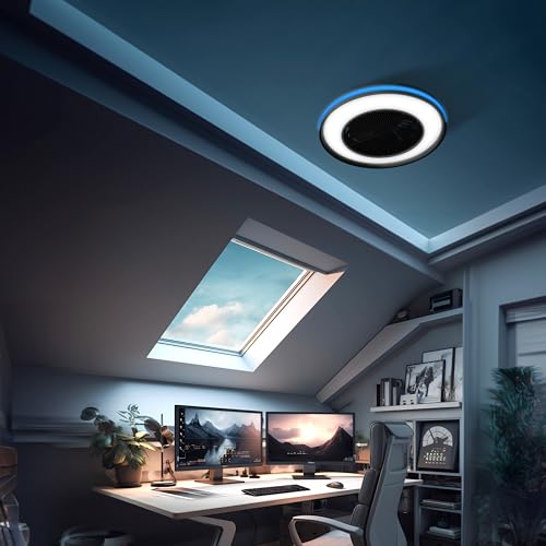 Sulion - Ventilador de Techo con Luz LED CRATO – Motor DC Silencioso, Luz 30W Regulable CCT, Luz Led de colores, Altavoz Bluetooth Integrado, 6 Velocidades, Temporizador, Modo Verano-Invierno - imagen 3