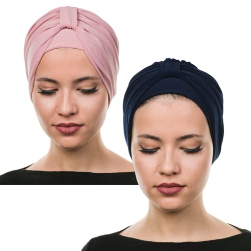 SUFIRIT 2 Pieces Bridged Turbans for Women-Hijab Undercap-Hijab Underscarf-Hijab Cap-Instant Hijab-Jersey Hijab-Sleep Bonnet-Hair Bonnet-Hijab Scarfs for Women-African Head Wraps for Women Muslim