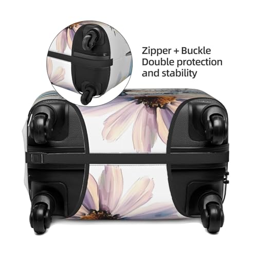 Dragonfly Flower Elastic Travel Luggage Cover, Washable Spandex Suitcase Protector, Anti-Scratch Fits 18-32 Inch4