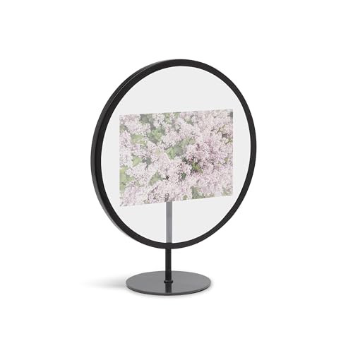 Umbra, Black Infinity Picture Frame, Unique Circular Display for Desk or Wall, Floats 4x6 Photo, 4 x 6