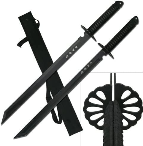 Ace Martial Arts Supply 2 PC Large Full Tang 28" Ninja Twin Tanto Blade Sword Machete w/Nylon Sheath