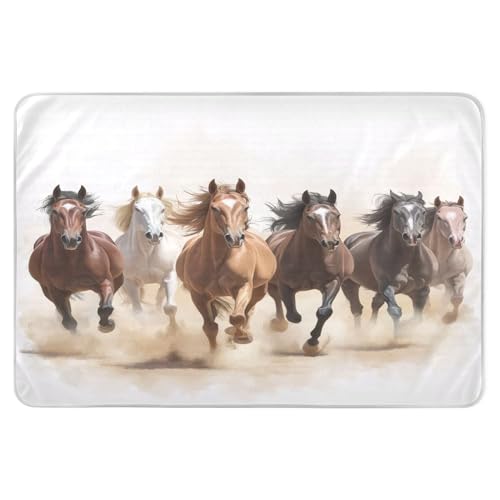 Takiito Running Horses Bed Pad Reusable Bed Underpad Washable Waterproof Leak-Proof Quick Dry Incontinence Pee Pad for Toddlers Kids Adults Pets 34x52 in