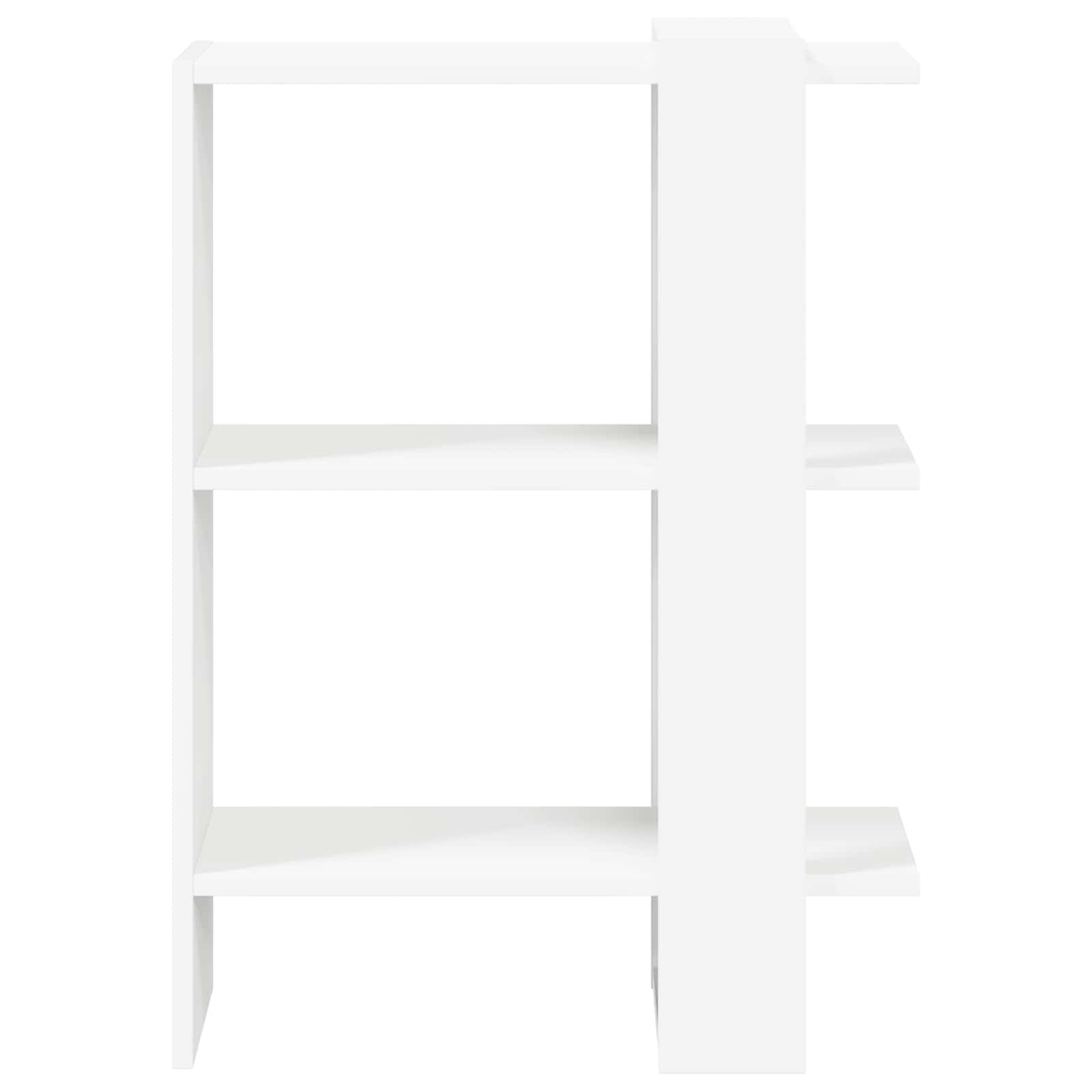 Scaffale bianco 52 x 25 x 71,5 cm in legno con 2 scomparti | Divisorio compatto per soggiorno e camera da letto. Struttura robusta con superficie liscia per libri e decorazioni.