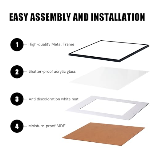 Hesmor 10 X 14 Inch Picture Frame Black Aluminum Acrylic Photo Frames 4 Packs Wall Hanging Post Frame With Plexiglass Window For Display, Landscape Or Portrait With Mat For 8 X 12 Inch - 3