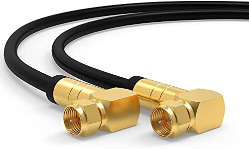 Kabel satelitarny SAT, 0,5 m, kabel antenowy SAT, cyfrowy kabel koncentryczny, Internet koncentryczny, 2 x wtyczka F, kąt 90°, wtyczka kątowa, modemem, kabel przyłączeniowy HD 4K UHD, DVB-S DVB-S2, czarny,