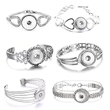 Lovglisten Adjustable Snap Charms Bracelets Metal Snap Button Bracelet fit 18MM 12MM Snap Buttons DIY Snap Jewelry Pack of 6pcs