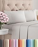 Queen Size 4 Piece Sheet Set - Comfy Breathable & Cooling Sheets - Hotel Luxury Bed Sheets for Women & Men - Deep Pockets, Easy-Fit, Soft & Wrinkle Free Sheets - French Grey Oeko-Tex Bed Sheet Set