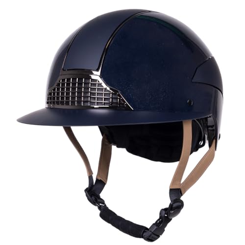 Casco de equitación QHP Miami de hípica color azul oscuro talla 55 a 57