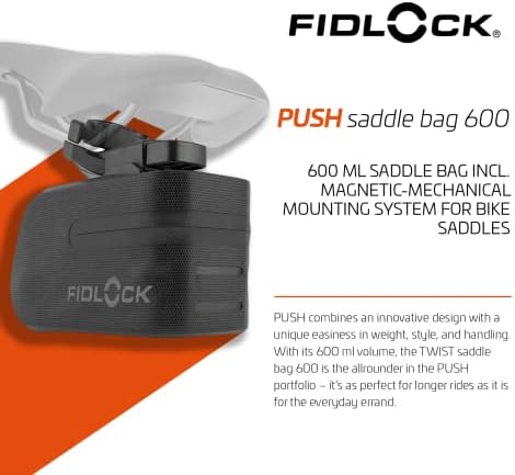 Fidlock 9175 torba podsiodłowa dla dorosłych, uniseks 600 + Saddle Base z uchwytem, czarna, 600 ml