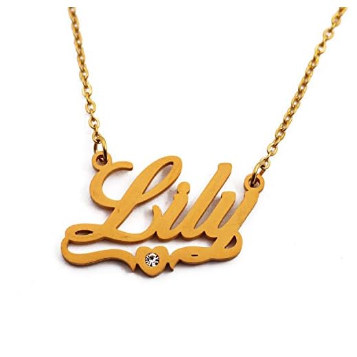 Kigu Lily Collar con nombre personalizado en forma de corazón chapado en oro personalizado nombre delicado colgante joyería para mujeres novia madre hermana amigos