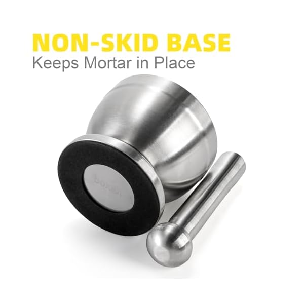 Bekith-Mortar-and-Pestle-Sets-188-Brushed-Stainless-Steel-Spice-Grinder-Pill-Crusher-Molcajete-Herb-Bowl Bekith-Mortar-and-Pestle-Sets-188-Brushed-Stainless-Steel-Spice-Grinder-Pill-Crusher-Molcajete-Herb-Bowl