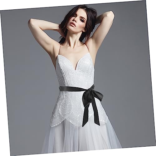 Healifty Silk Ribbon Sash Belt for Women Wide Tie Waist Belt with Elegant Bow Soft Polyester Decorative Waist Cincher for Wedding Party Office Comfortable and Stylish Accessory3