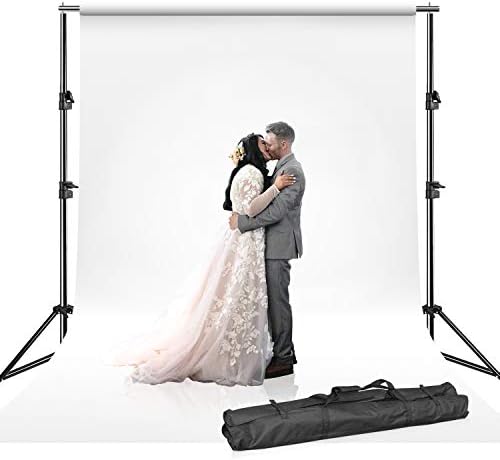 Julius Studio 10' Photography Photo Studio Background Support Lighting Kit, White Chroma Key Screen Backdrops, Backdrop Support Stand with Carry Bag for Photography, Video Shooting, JSAG581