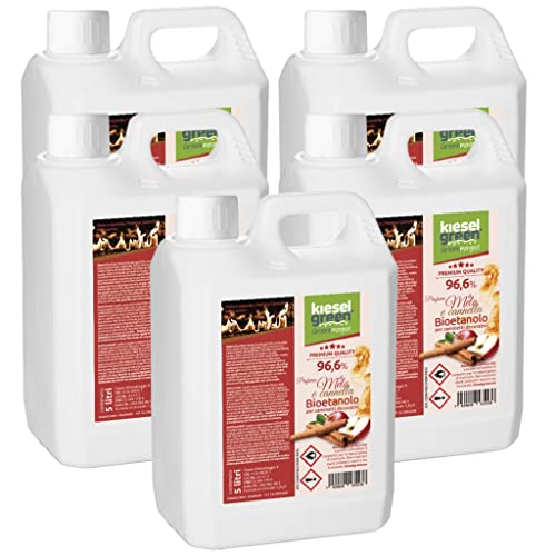 KieselGreen Bioethanolo 25 litri con Fragranza per Caminetto a Etanolo – Bio-etanolo profumato per Ambienti, molte Fragranze - Profumo per Caminetto a bioetanolo da Interno o da Tavolo AZ25