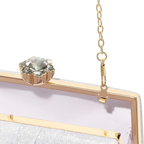 Detara Women Evening Handbags Glitter Sequins Clutch Purses For Women Shiny Crossbody Bag Formal Wedding Party Prom Purse (Silver 0320) #TOP7