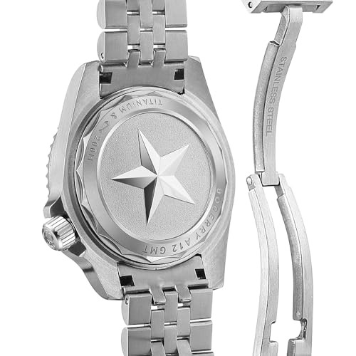 Image of BODERRY Men's Watch Titanium Automatic 200M Waterproof Diver Watch with GMT Automatic Movement and Titanium Bracelet-Admiral