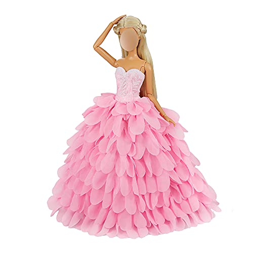 Barwa Princess Evening Party Clothes Wears Dress Outfit Set For 11.5 Inch Doll With Hat (Pink Wedding Dress) #TOP5