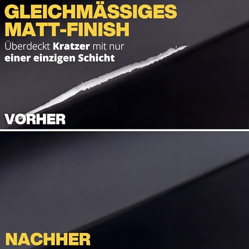 GLANTEX Lackstift Schwarz Matt [15ml] – Hochdeckender Autolack für Kratzer und Steinschläge, ideal für Auto und Felgen Reparaturset, auch für Felgenlack schwarz matt