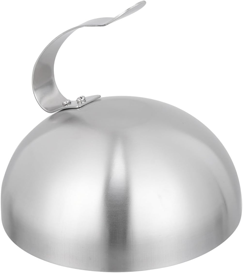 NUOBESTY Stainless Steel Food Dome Cover 26cm Oil-proof Steak Lid with Handle for Kitchen Serving and Grilling