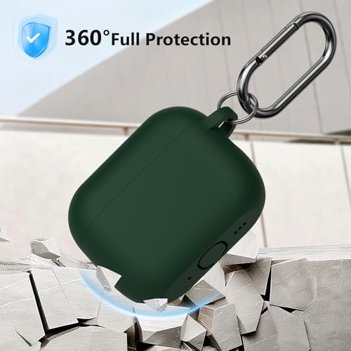 KOKOKA Silikon Hülle Schutzhülle Kompatibel mit AirPods Pro 3. Generation mit Reinigungsset, Stoßfeste Weiche Dünne Schutzhülle Case für Airpods Pro 3 mit Cleaner Kit & Karabiner, Dark Green