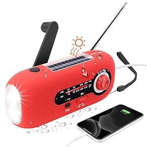 Journy Radio op zonne-energie, radio met slinger, radio-zwengel, noodgevallen, noodradio met AM/FM, ingebouwde 2000 mAh batterij, 4 modi led-zaklamp, SOS-alarm voor camping, survival, reizen, noodgevallen