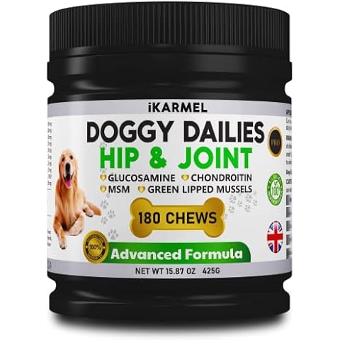iKarmel Doggy Dailies Joint Supplements for Dogs - Hip and Joint Care with Glucosamine, Chondroitin, and Green-Lipped Mussels - Puppy to Senior Dog Health Treats for Stiff Joints 180 Chews Cover