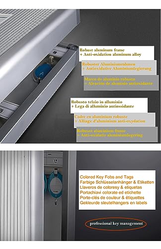 Armario de llaves para 120 llaves en metal gris caja de almacenamiento de aleación de aluminio 6