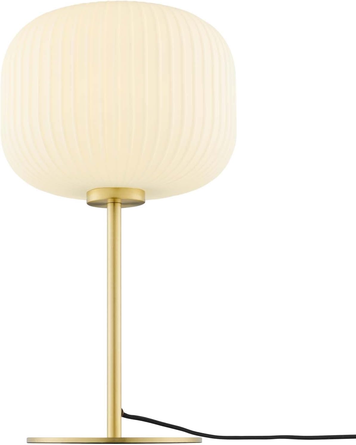 Modway Reprise Glass Sphere Glass and Metal Table Lamp in White Satin Brass