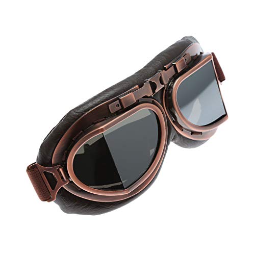 MUXSAM Vintage Motorcycle Goggles, ATV Motocross Goggles, Dirt Bike Racing Riding Off Road Scooter Glasses, Windproof Dustproof Eyewear for Adults Men Women, Copper Frame Silver Lens