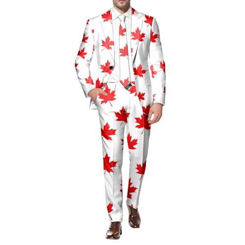 Costume ajusté pour homme motif feuille d'érable ensemble polyvalent de fête