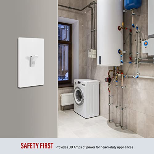 Enerlites 30 Amp Double-Pole Toggle Light Switch, 30A 120/277V, Self-Grounding, Industrial Grade, Ul Listed, 82300-W, White #TOP5