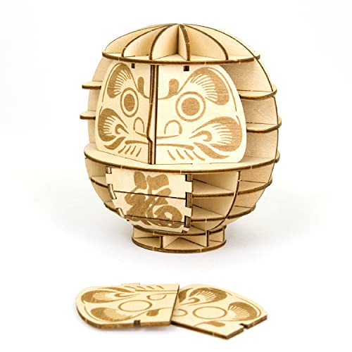 ki-gu-mi だるま - 小学生 から 大人 まで 楽しめる 木製 3D 立体パズル DIY 工作キット - 男の子 女の子 の 知育玩具 - 立体アート として 大人の プレゼント にも最適な ウッドパズル