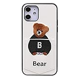 ONLYOU iphone12 用 ケース 韓国 TPU カード 収納 くま クマ テディベア お揃い かわいい レディース カバー (ホワイト, iPhone12)