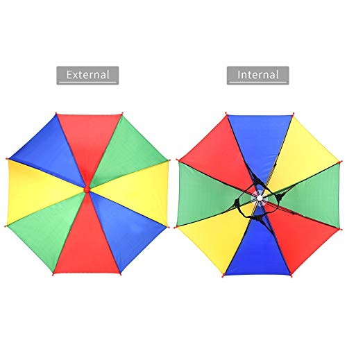 Chapéu de guarda-chuva de pesca de 66 cm de diâmetro, cores do arco-íris