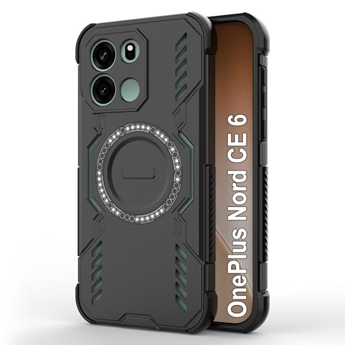 Image of Zapcase Back Case Cover for OnePlus Nord CE 6 | Magnetic Case with Built-in Metal Ring | Supports MagSafe Charger, Wallet & Car Mount | Shockproof Hybrid PC + TPU | Black