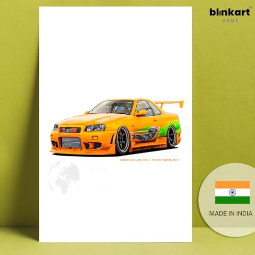 Image of BLINKART Nissan & Toyota Skyline & SupraCar Posters Sticker Gift Items for Boys Room Wall Decor || Comes with Double-Sided Tape|| Decoration Bedroom Living Room Office Studio Decor | 12x18 In (A3) - CAR-268