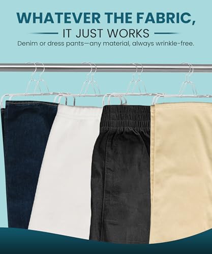 Pants Stretcher with Durable Wire Hanger – Wrinkle-Free, Perfectly Creased Drying for Jeans, Dress Pants, Slim Fit, Chinos, Slacks & Cargo. Adjustable Stretchers for Optimal Fit.4