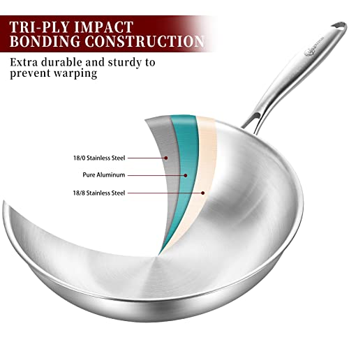 Lolykitch LK01 Tri-Ply 13 Inch Stainless Steel Wok Pan thumb #1