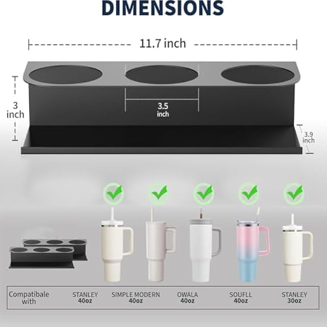 Generic Magnetic Water Bottle Organizer, 2 in 1 Compatible with Stanley 40 Oz, Fridge Tumbler Organizer with Strong Magnetic Hold