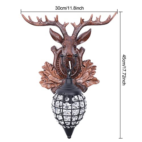 Image of Wall Candle Sconces Rustic Deer Antler Wall Light with E14 Base, Country Style Retro Farmhouse Wall Light Fixtures for Hallway Entrance Bedroom Bathroom