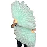 90cm オーストリッチフェザーファン 2個パック - 13ボーン折りたたみ式大型フェザーファン、手作りステージショー/ダンスパフォーマンス小道具 フェスティバル/写真/結婚式に万能(グリーン)