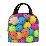 MXDLKSWPOH Lunchtasche für Damen und Herren, isolierte Lunchbox, Pickleball-Bälle, Farben, Muster, Kühltasche, Lunchbox für Picknick, Reisen