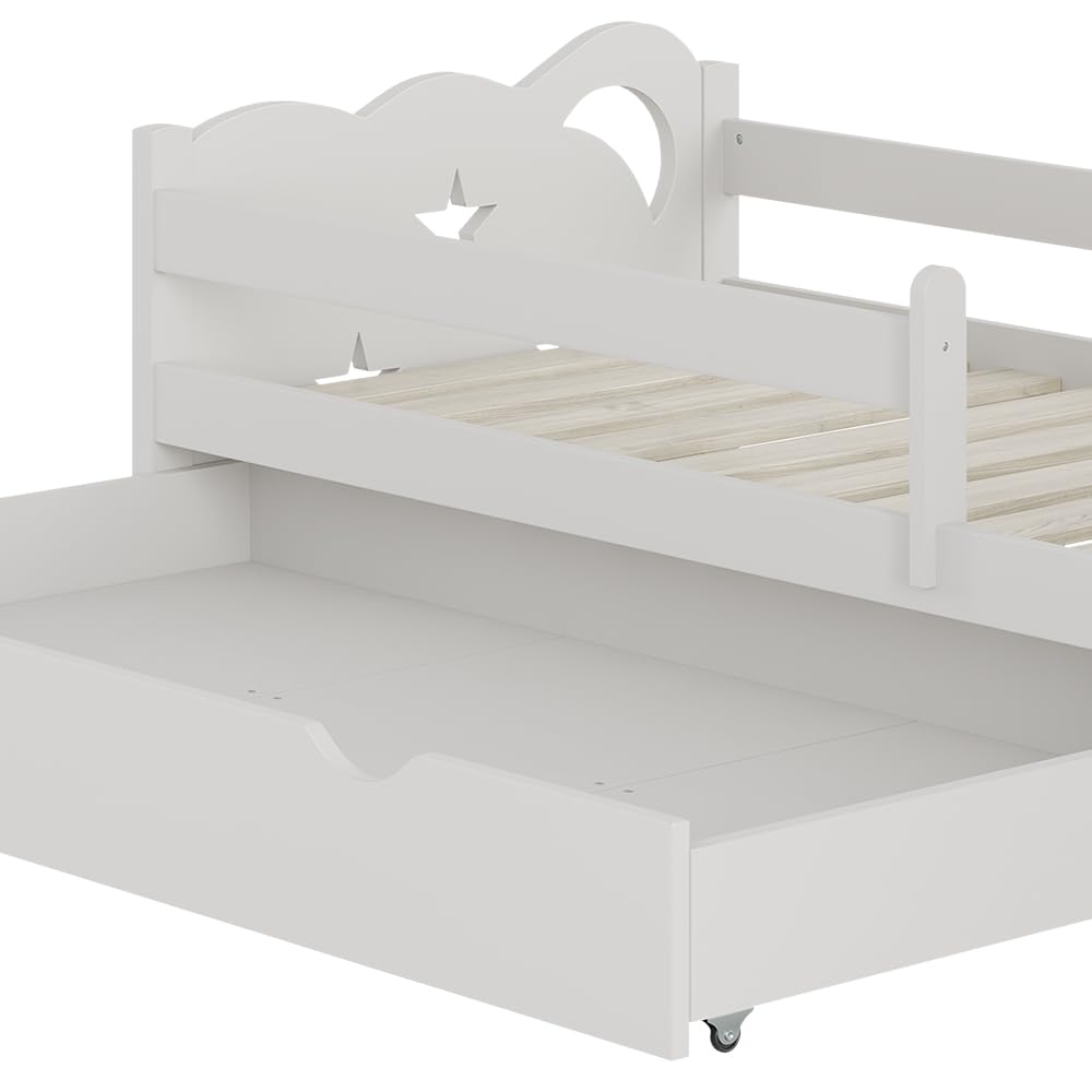 VitaliSpa Cama Infantil Jessica, Blanco, 70x140 cm | con cajón, sin colchón, extensible como cama juvenil, combinable con la serie Jessica