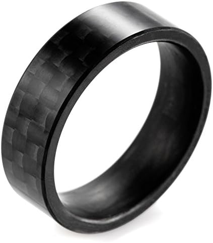 SHARDON Men's 8mm Flat Pure Carbon Fiber Ring