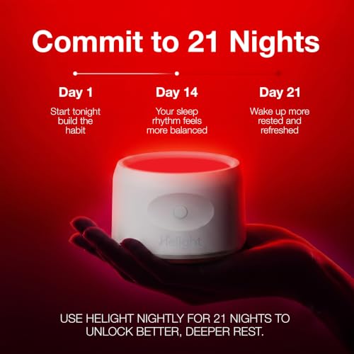 Image of Helight Red Light Therapy Sleep Device - 630nm Pure Red Light Lamp Sleep Aid to Support Deep Relaxation - Rest Lamp Backed by Science for Adults & Kids Bedrooms - White